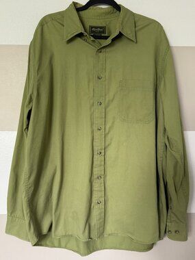 Eddie Bauer Olive Green Cotton Button Up Shirt Extra Large Tall